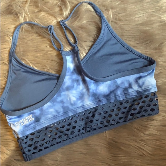 VS Pink Ultimate Blue/White Tie Dye Sports Bra - Picture 4 of 6